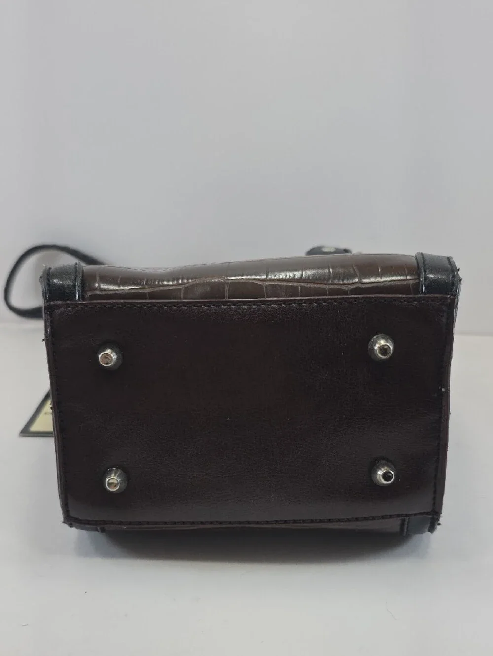 CR Western Croc Embossed Brown Black Shoulder Bag Y2K Purse